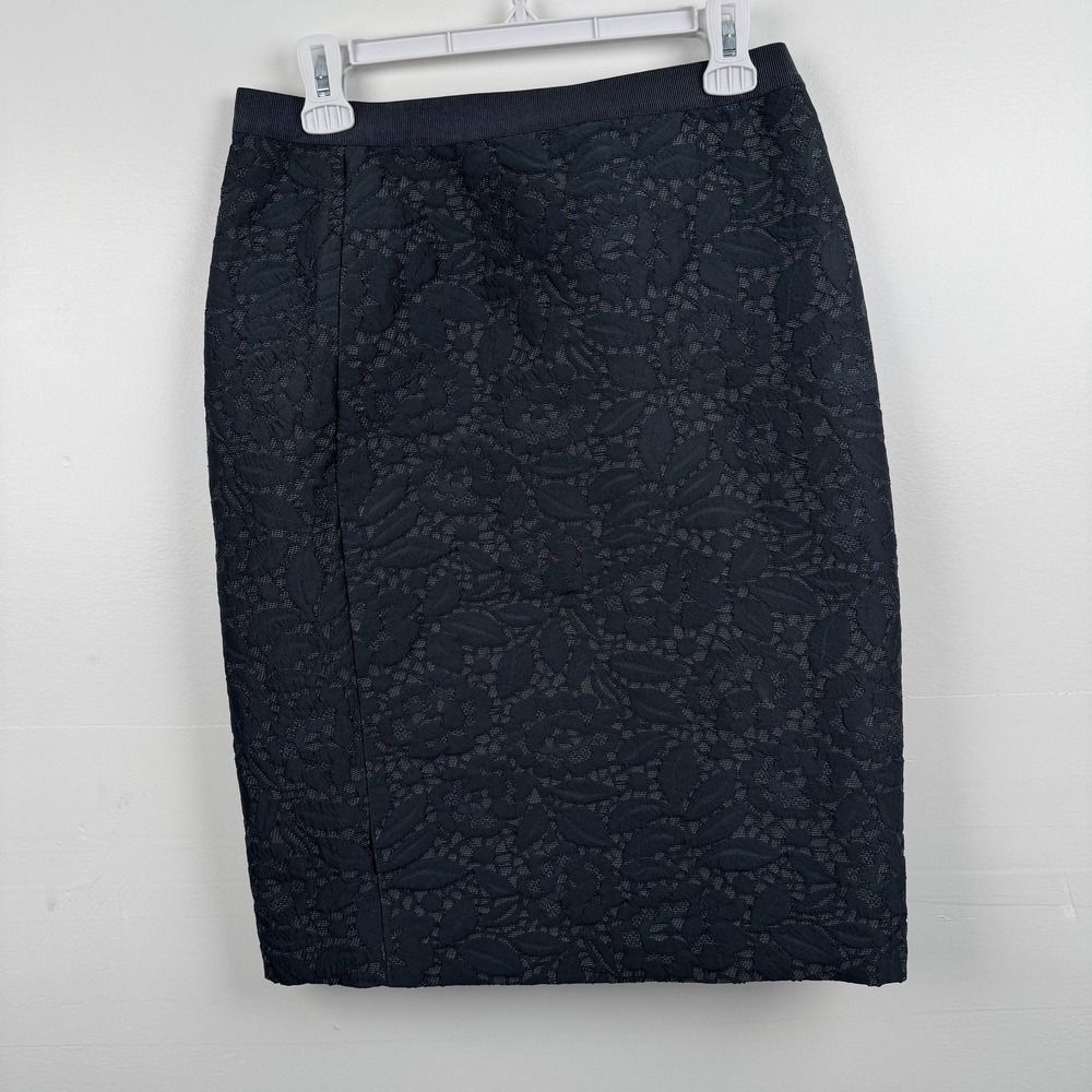 Ann Taylor Skirt Womens 6 Black Floral Lace Pencil Lined Classic Office Elegant